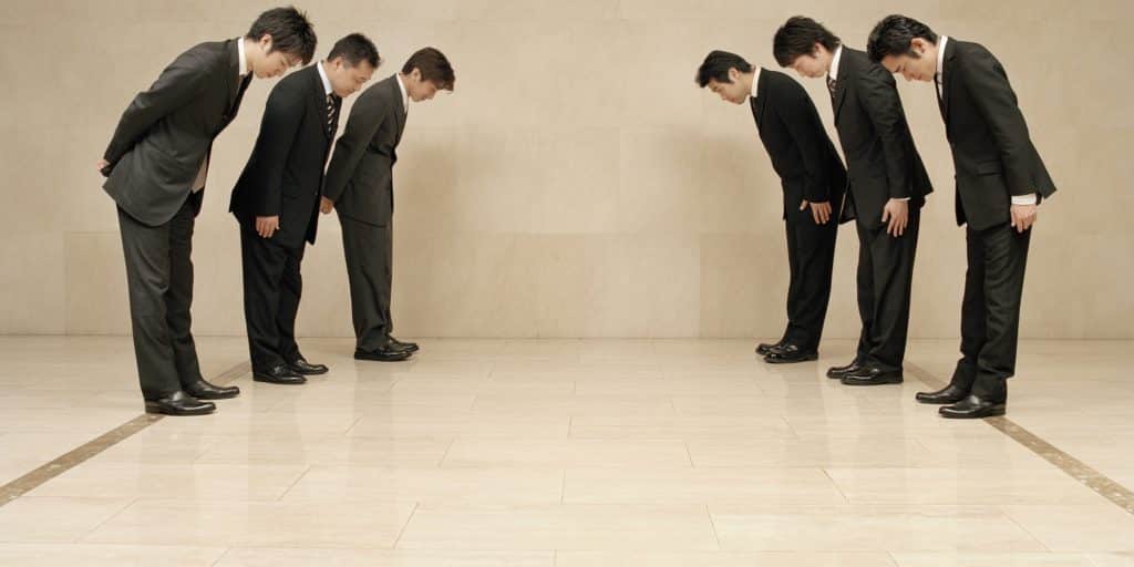 Japanese employees bowing